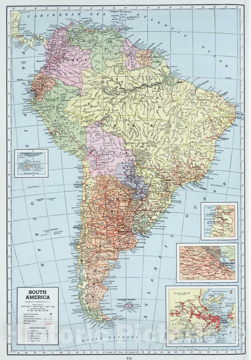 Historic Map : 1948 South America. - Vintage Wall Art