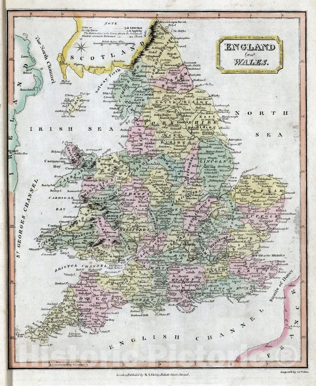 Historic Map : 1811 England and Wales. v2 - Vintage Wall Art