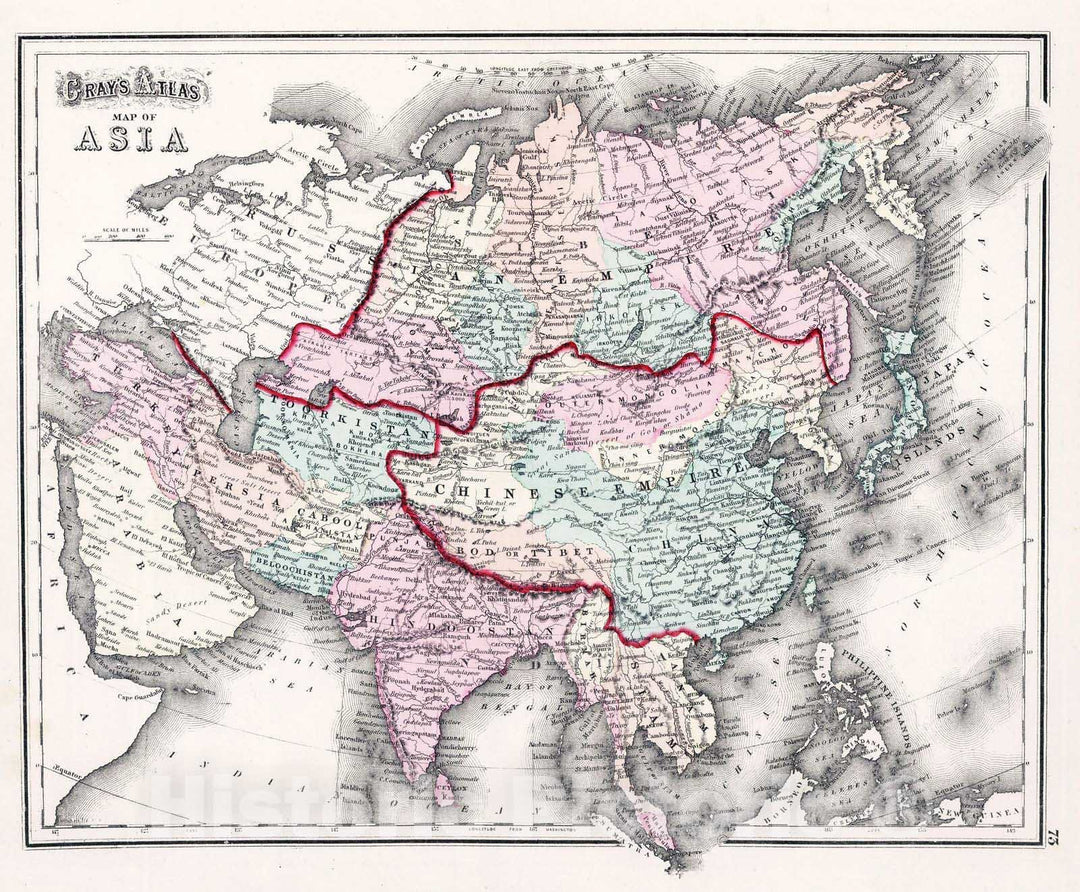 Historic Map : 1874 Asia. v2 - Vintage Wall Art