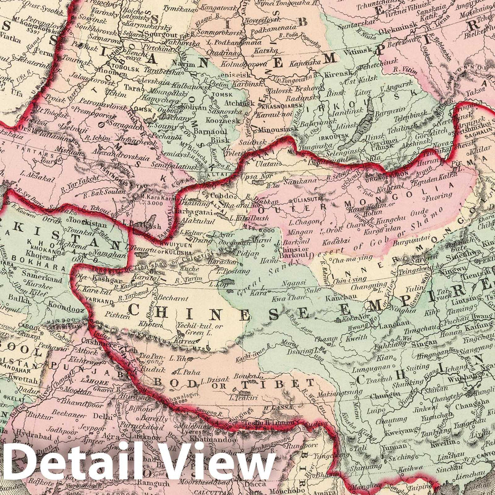 Historic Map : 1874 Asia. v2 - Vintage Wall Art