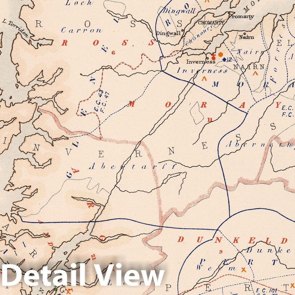 Historic Map : Statistical Atlas - 1881 Scotland to Illustrate the Religious Condition of the People. - Vintage Wall Art