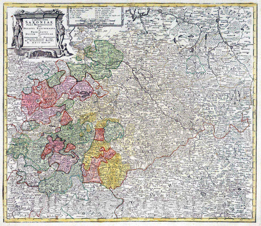 Historic Map : Saxony , Germany 1734 Circuli supe Saxoniae pars Meridionales. , Vintage Wall Art