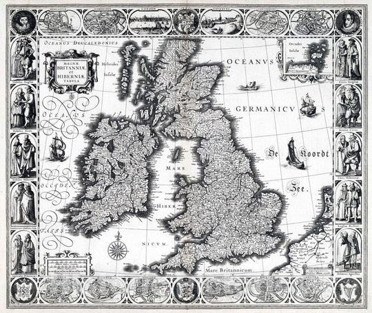 Historic Map : Ireland, Great Britain 1630 Magnae Britanniae et Hiberniae Tabula. , Vintage Wall Art