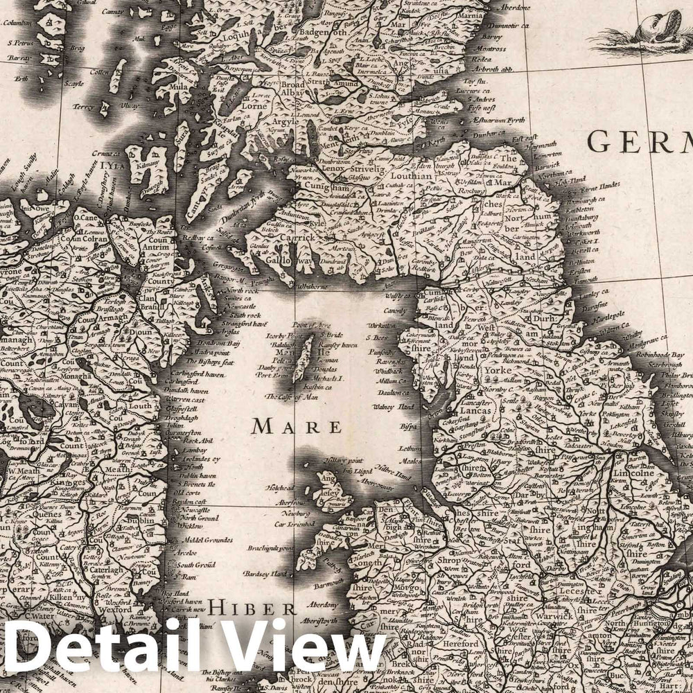 Historic Map : Ireland, Great Britain 1630 Magnae Britanniae et Hiberniae Tabula. , Vintage Wall Art