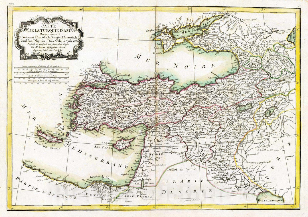 Historic Map : Syria; Turkey, Caucasus 1791 Turquie d'Asie. , Vintage Wall Art