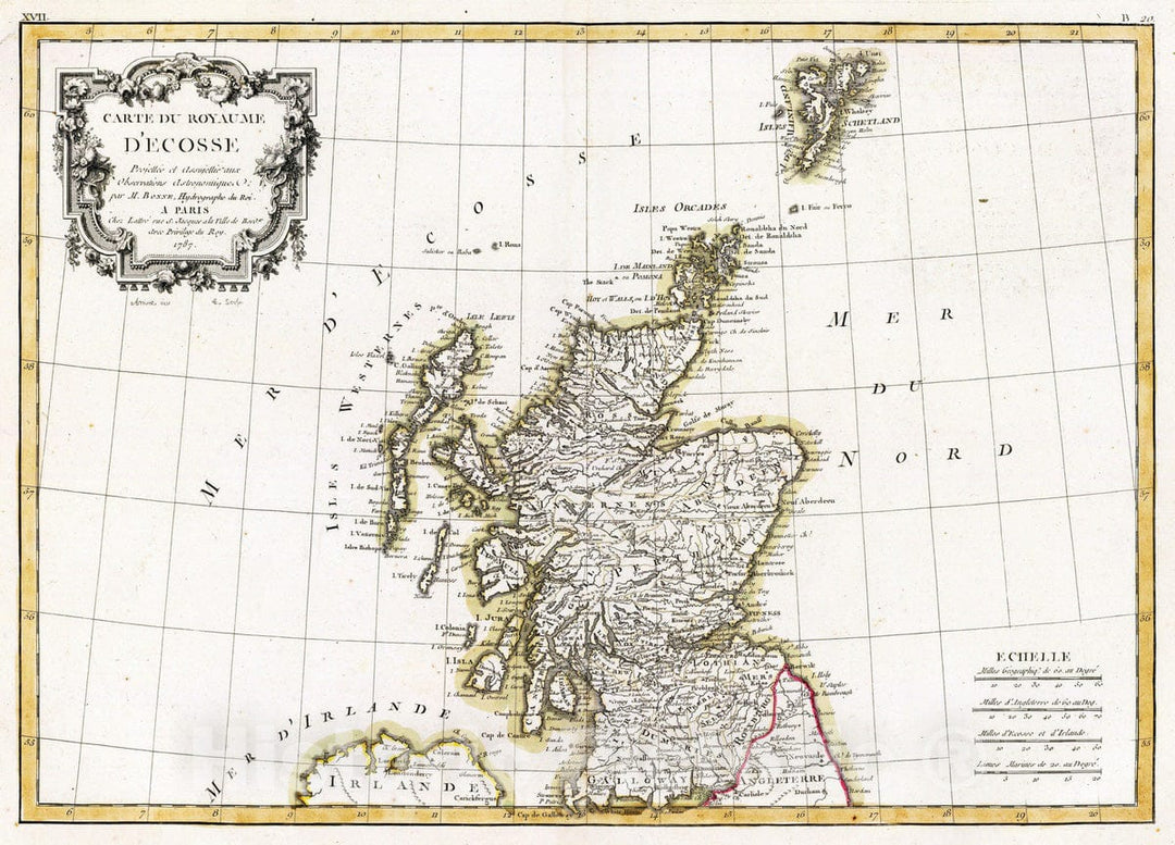 Historic Map : Ireland, 1781 Irlande. , Vintage Wall Art