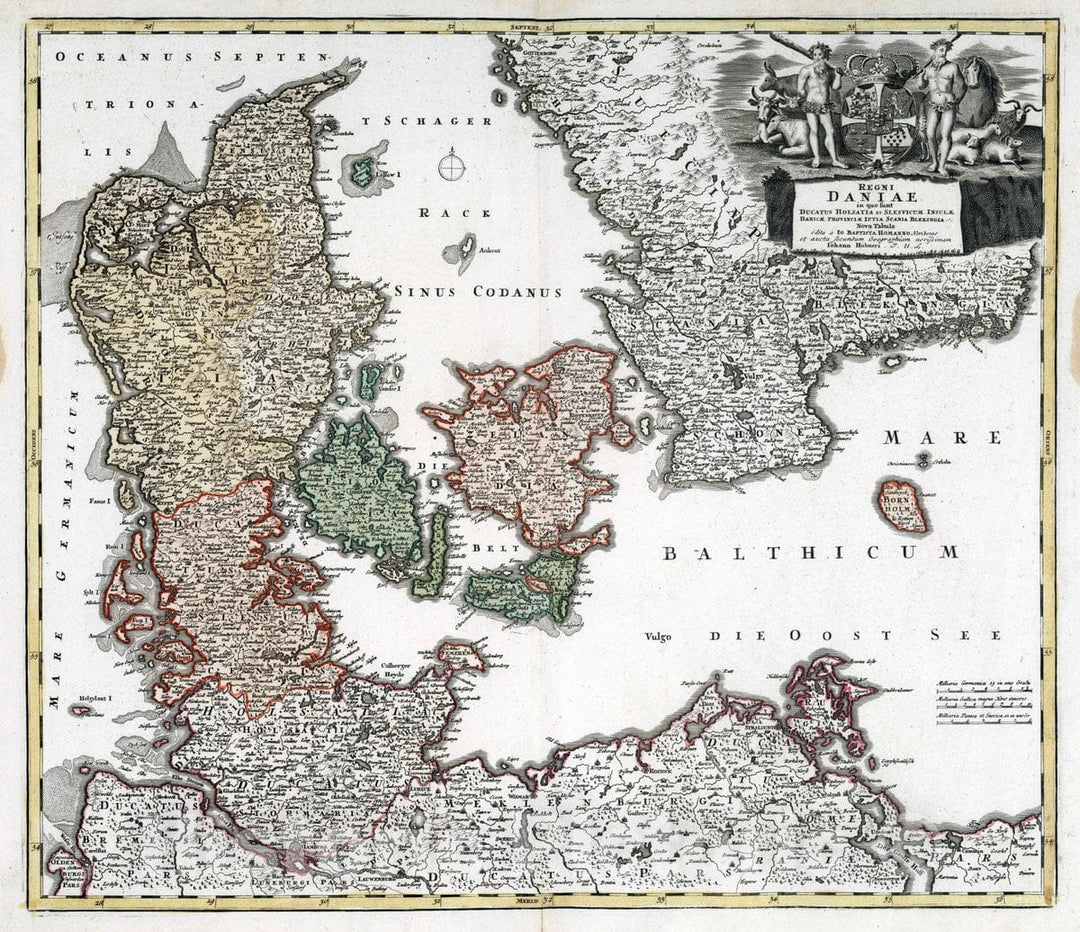 Historic Map : Denmark, 1752 Regni Daniae. , Vintage Wall Art