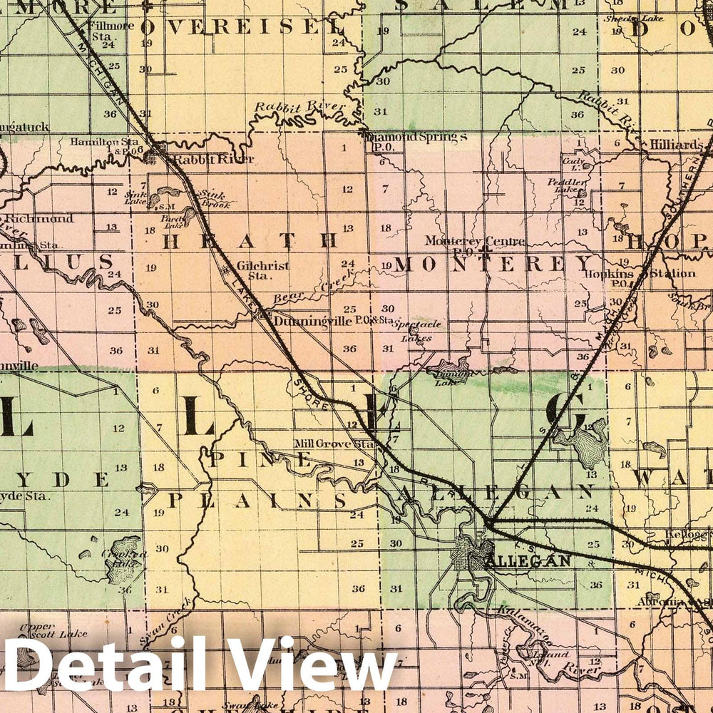 Historic Map : 1873 (Map of Allegan County, Michigan) - Vintage Wall Art