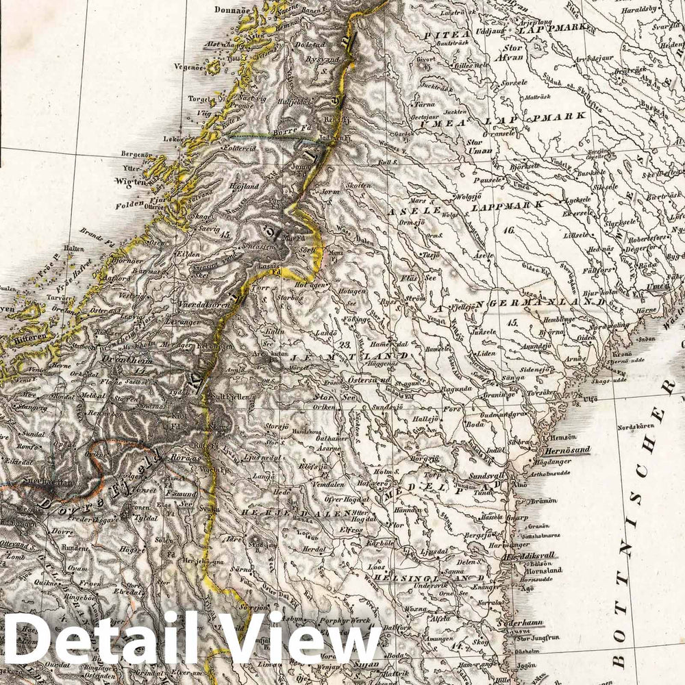 Historic Map : Sweden, 1833 Scheweden und Norwegen. Sweden and Norway. , Vintage Wall Art