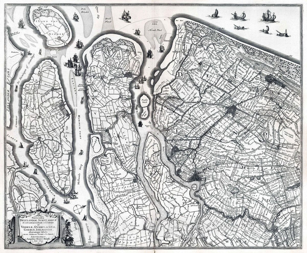 Historic Map : Rotterdam (Netherlands) 1629 Novissima Delflandiae, Schielandiae. , Vintage Wall Art