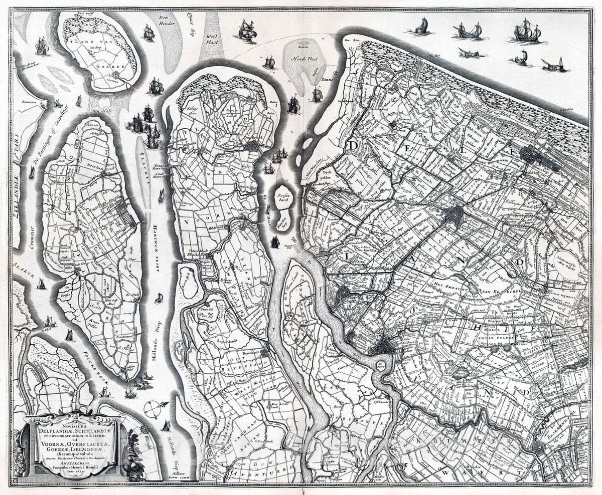 Historic Map : Rotterdam (Netherlands) 1629 Novissima Delflandiae, Schielandiae. , Vintage Wall Art