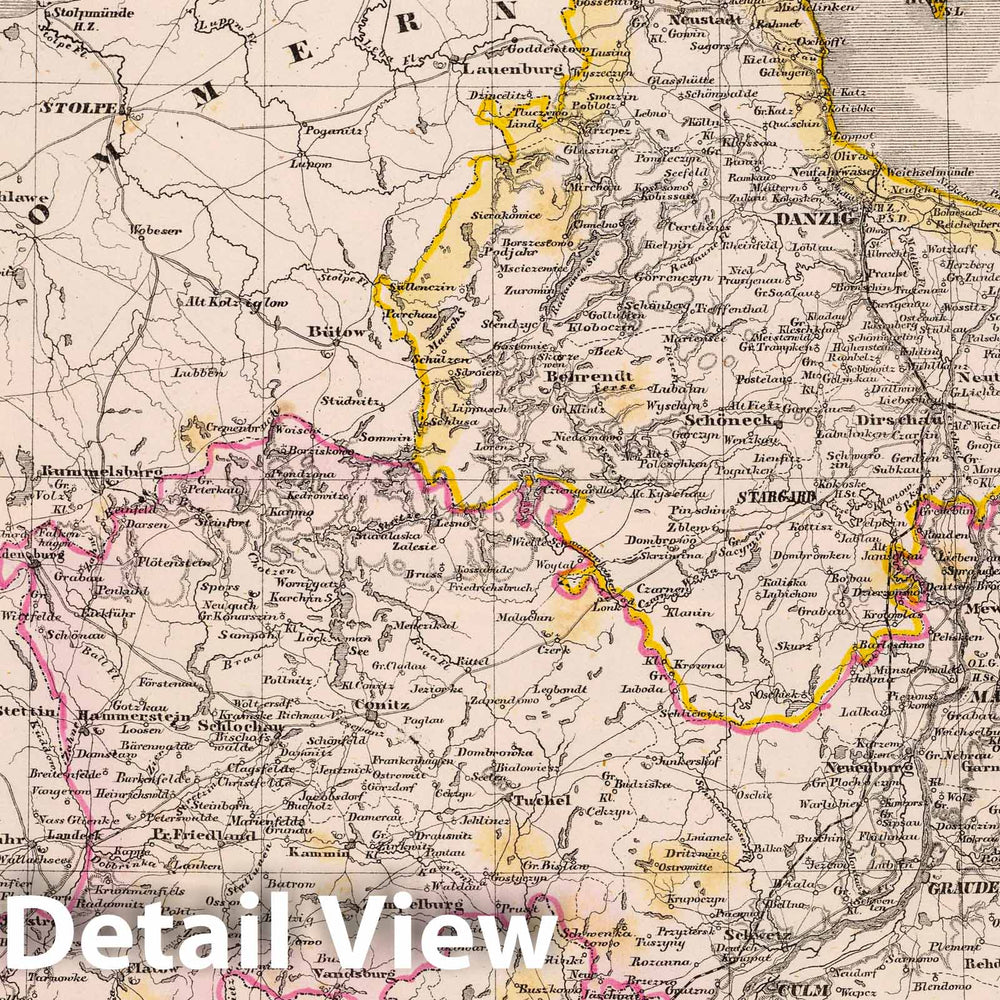 Historic Map : Poland, Prussia, West (Poland) 1855 West Preussen. , Vintage Wall Art