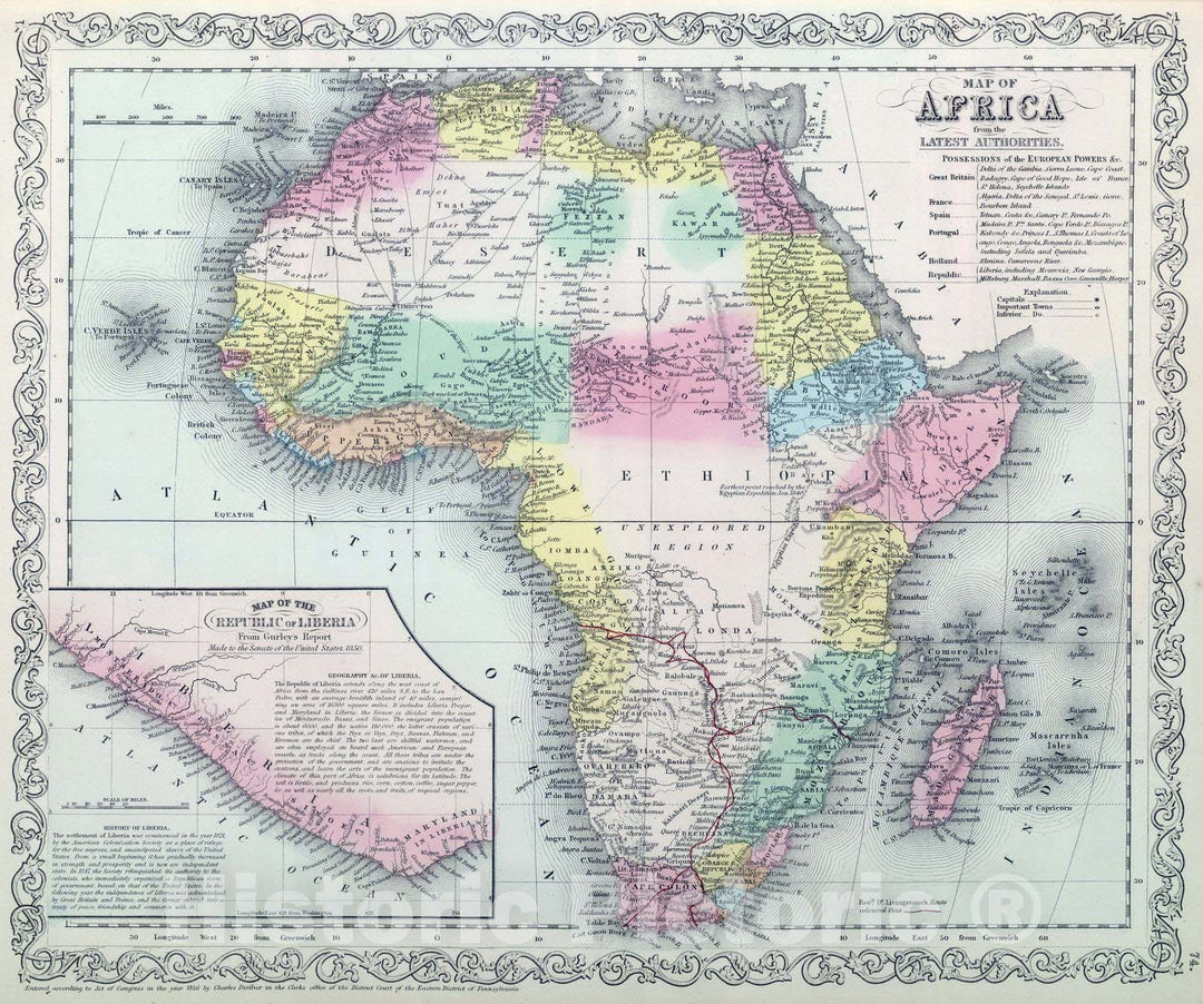 Historic Map : 1859 Africa. - Vintage Wall Art