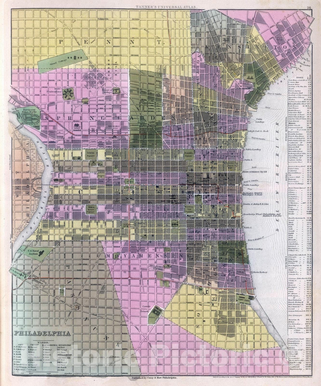 Historic Map : 1845 Philadelphia. - Vintage Wall Art