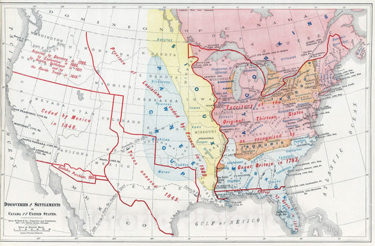 Historic Map : National Atlas - 1903 Discoveries and Settlements in Canada and the United States. - Vintage Wall Art