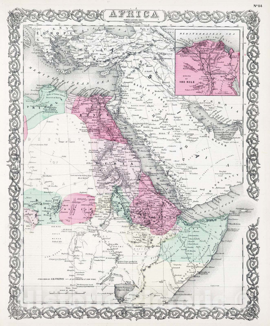 Historic Map : 1865 North Eastern Africa. - Vintage Wall Art