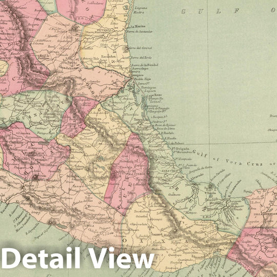 Historic Map : 1873 Mexico and Central America Comprising Guatemala, Honduras, San Salvador, and Nicaragua. - Vintage Wall Art