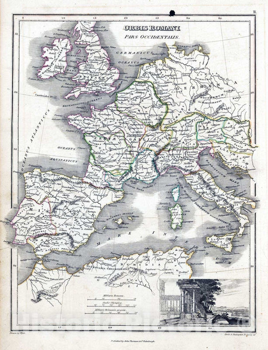 Historic Map : Rome, Europe 1824 Orbis Romani, Pars Occidentalis , Vintage Wall Art