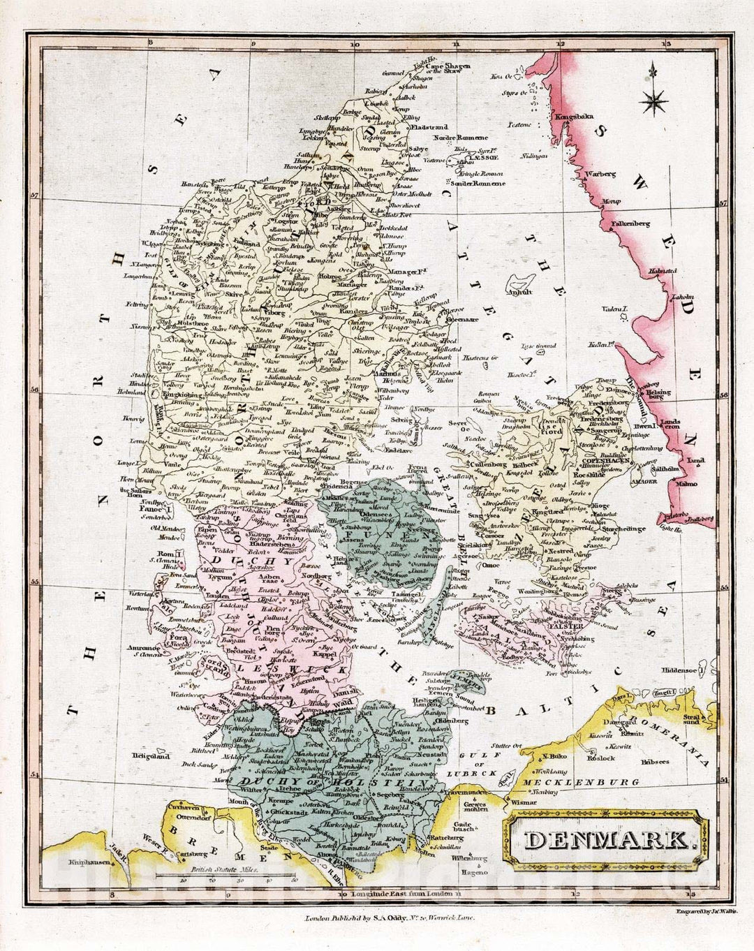 Historic Map : 1811 Denmark. v1 - Vintage Wall Art