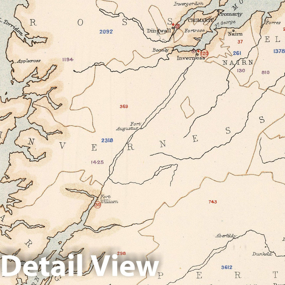 Historic Map : Statistical Atlas - 1881 Scotland to Illustrate the Sanitary Condition of the Country. - Vintage Wall Art