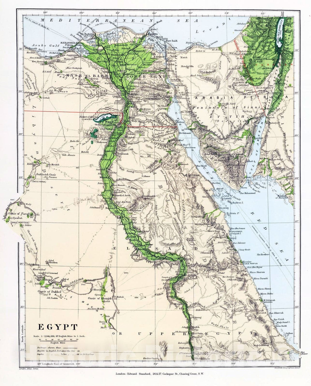 Historic Map : 1901 Egypt. - Vintage Wall Art