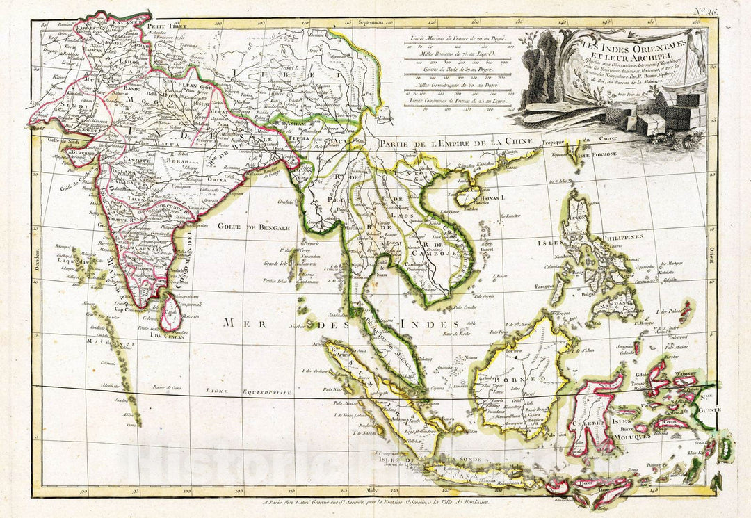 Historic Map : South Asia 1791 Indes Orientales. , Vintage Wall Art