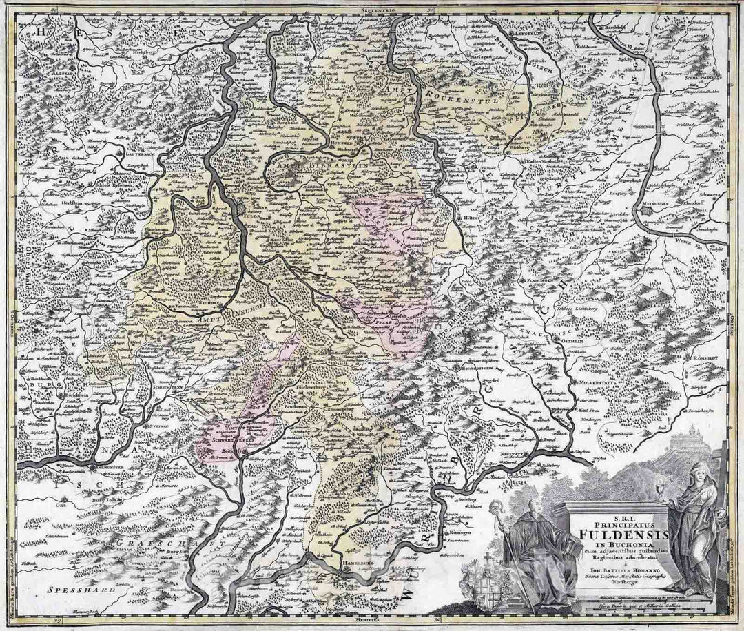 Historic Map : Germany, 1788 Principatus Fuldensis in Buchonia. , Vintage Wall Art