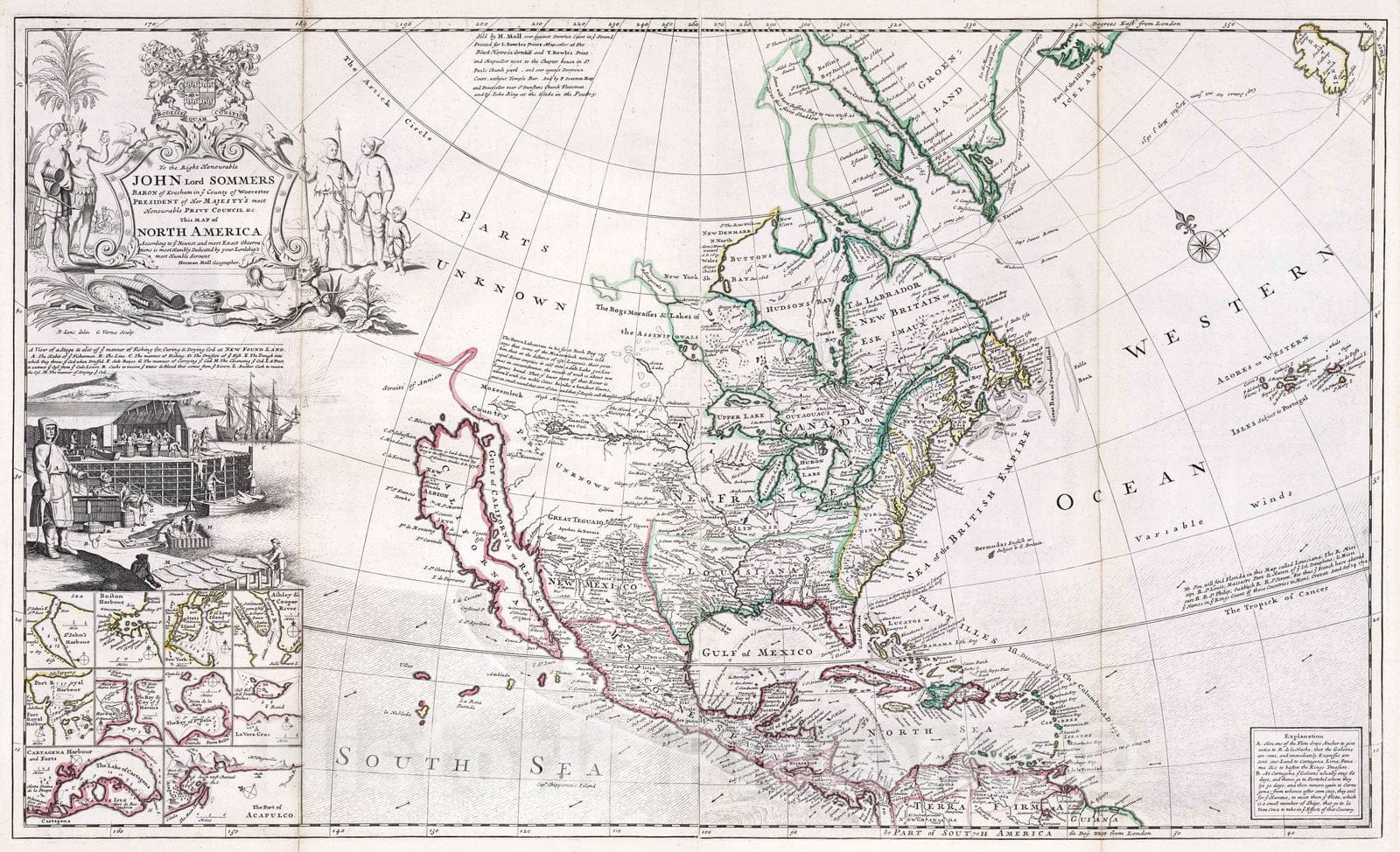 Historic Map : 1719 North America. - Vintage Wall Art