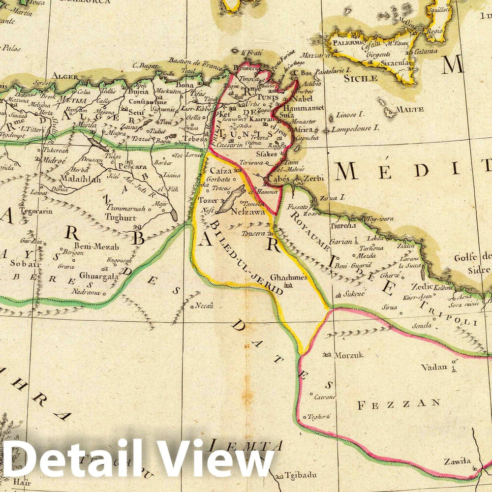 Historic Map : Algeria; Libya; Morocco; Tunisia, Africa, North 1791 Barbarie. , Vintage Wall Art