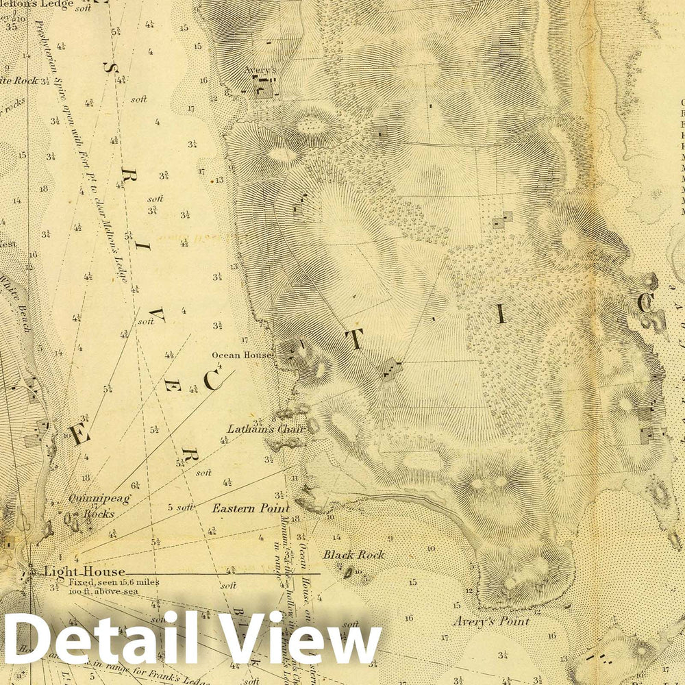 Historic Map : Chart Atlas - 1848 Harbor of New London. - Vintage Wall Art