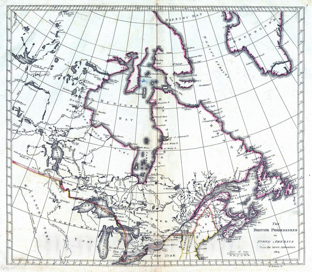 Historic Wall Map : 1814 British Possessions in North America. - Vintage Wall Art