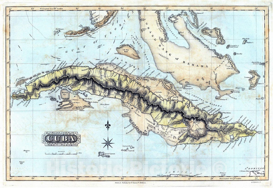 Historic Map : 1823 Cuba. - Vintage Wall Art