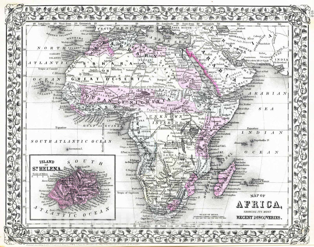 Historic Map : 1880 Africa; St. Helena. - Vintage Wall Art