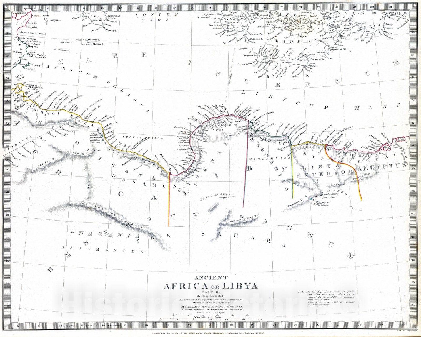 Historic Map : 1840 Ancient Africa or Libya II. - Vintage Wall Art