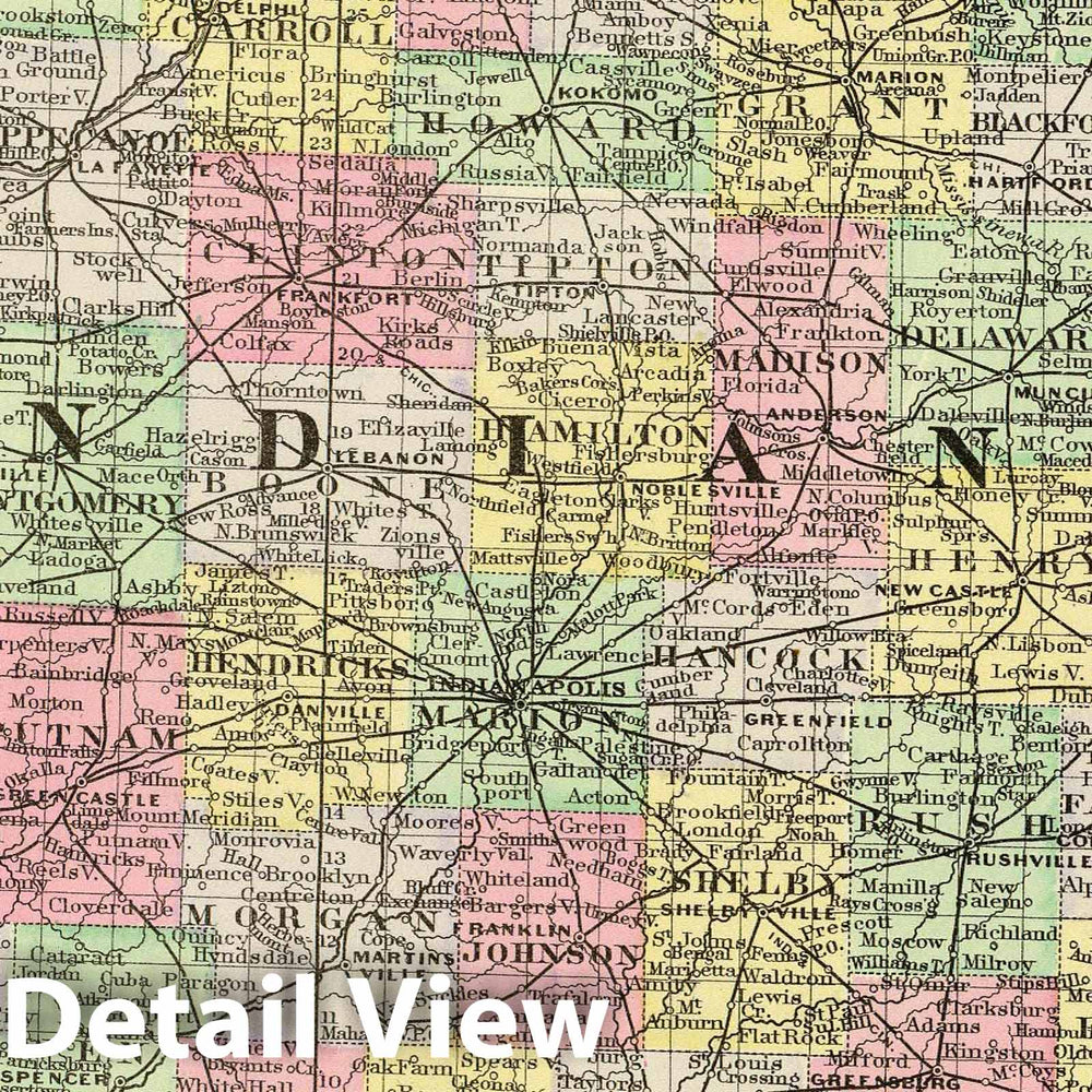 Historic Map : 1890 Indiana : Vintage Wall Art