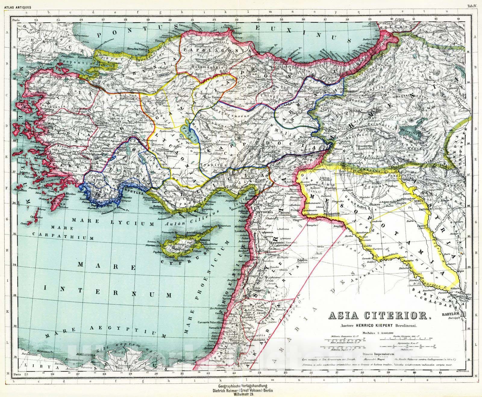 Historic Map : Syria; Turkey, Middle East 1903 Asia citerior. , Vintage Wall Art