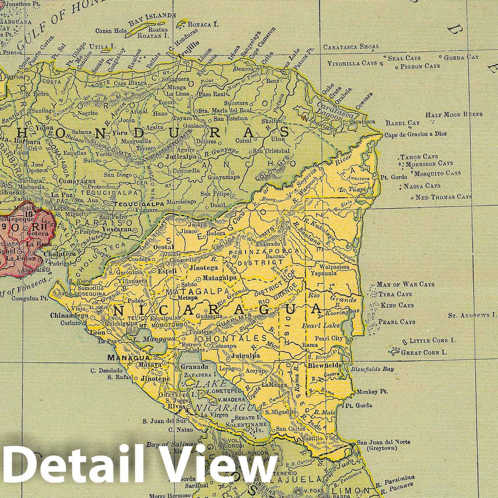 Historic Map : Military Atlas - 1910 Central America. - Vintage Wall Art