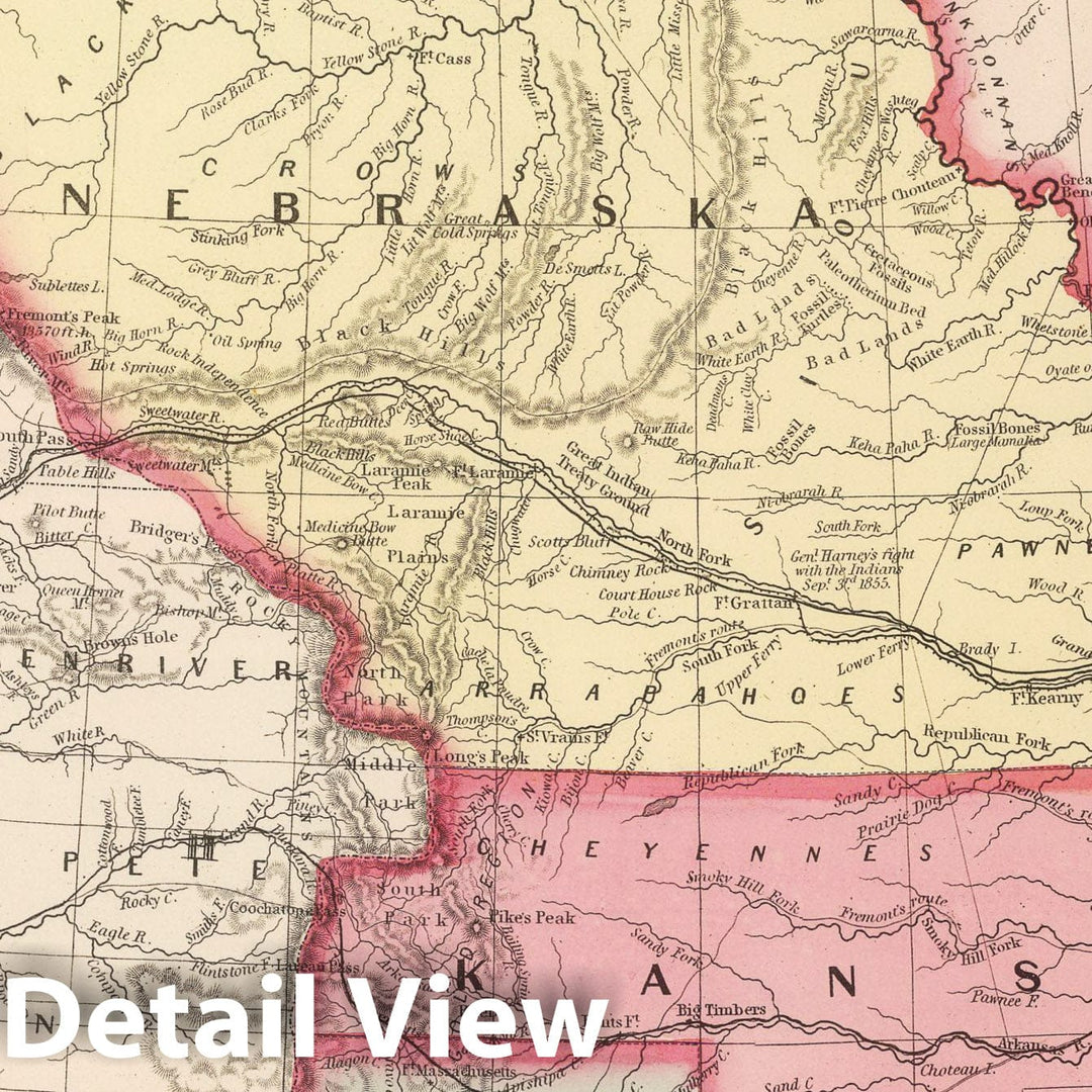 Historic Map - 1859 Nebraska, Kansas, New Mexico, and Indian Territories, Atlas - Vintage Wall Art