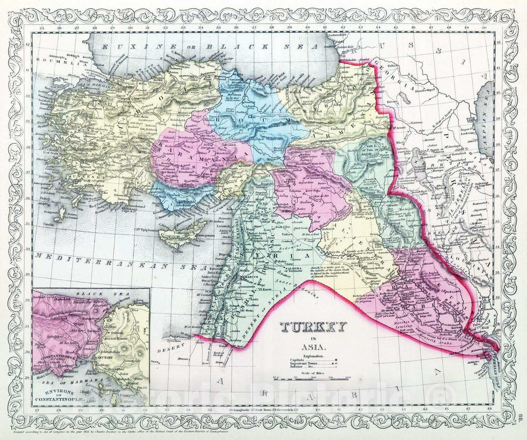 Historic Map : 1859 Turkey in Asia. v2 - Vintage Wall Art