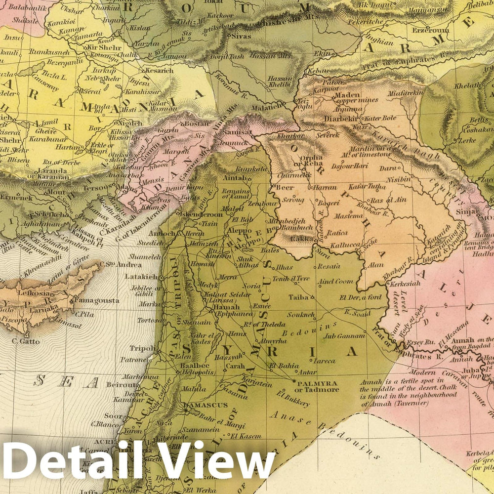 Historic Map : 1845 Turkey in Asia. v2 - Vintage Wall Art