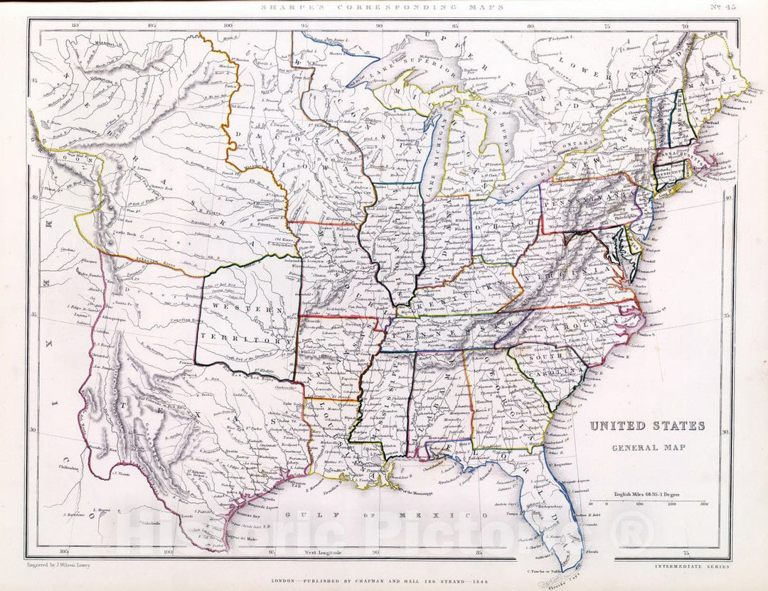 Historic Map : 1848 United States. v5 - Vintage Wall Art