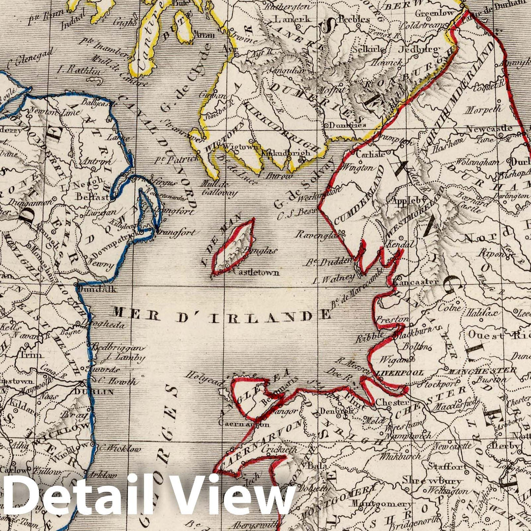 Historic Map : Scotland; Ireland; England; Wales, Great Britain 1839 Iles Britanniques ou Royaume Uni de la Grand Bretagne et la l'Irland. , Vintage Wall Art