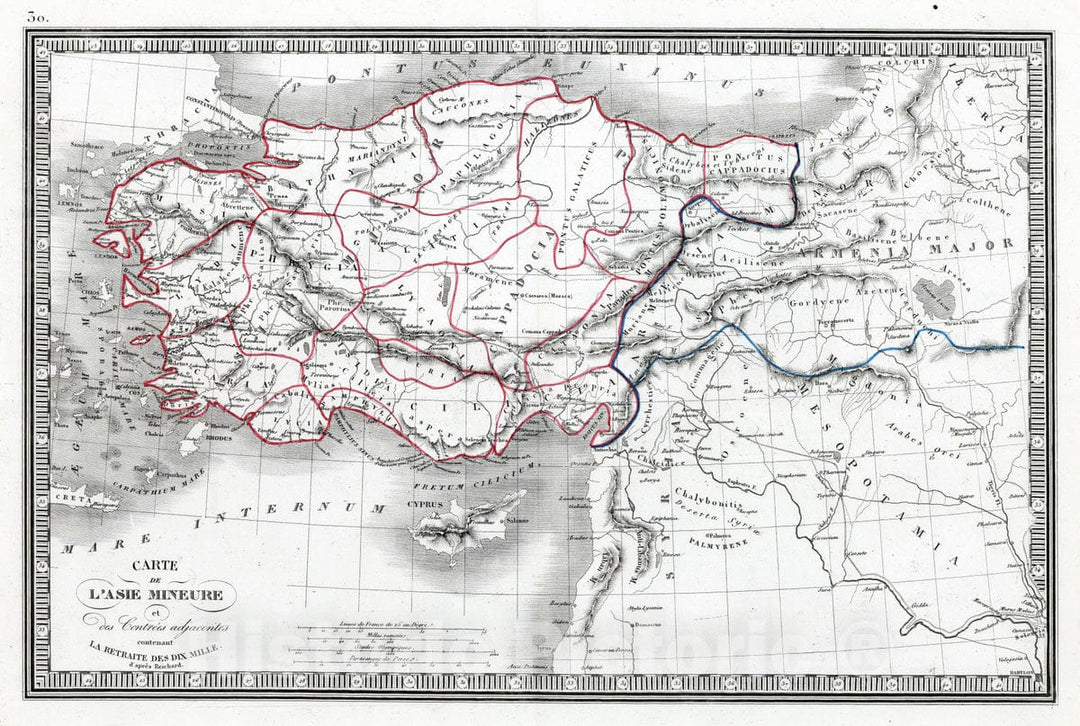 Historic Map : Turkey; Iraq; Syria, 1839 Asie Mineure. , Vintage Wall Art