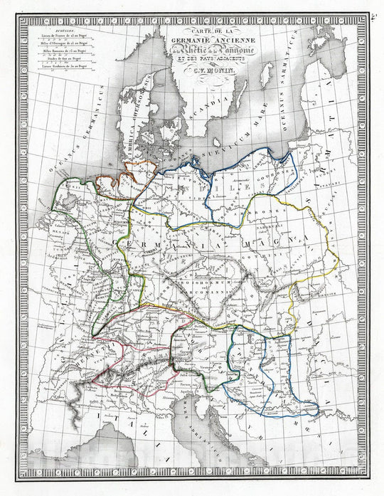 Historic Map : Germany; Austria; Poland; Switzerland, 1839 Germanie Ancienne. , Vintage Wall Art