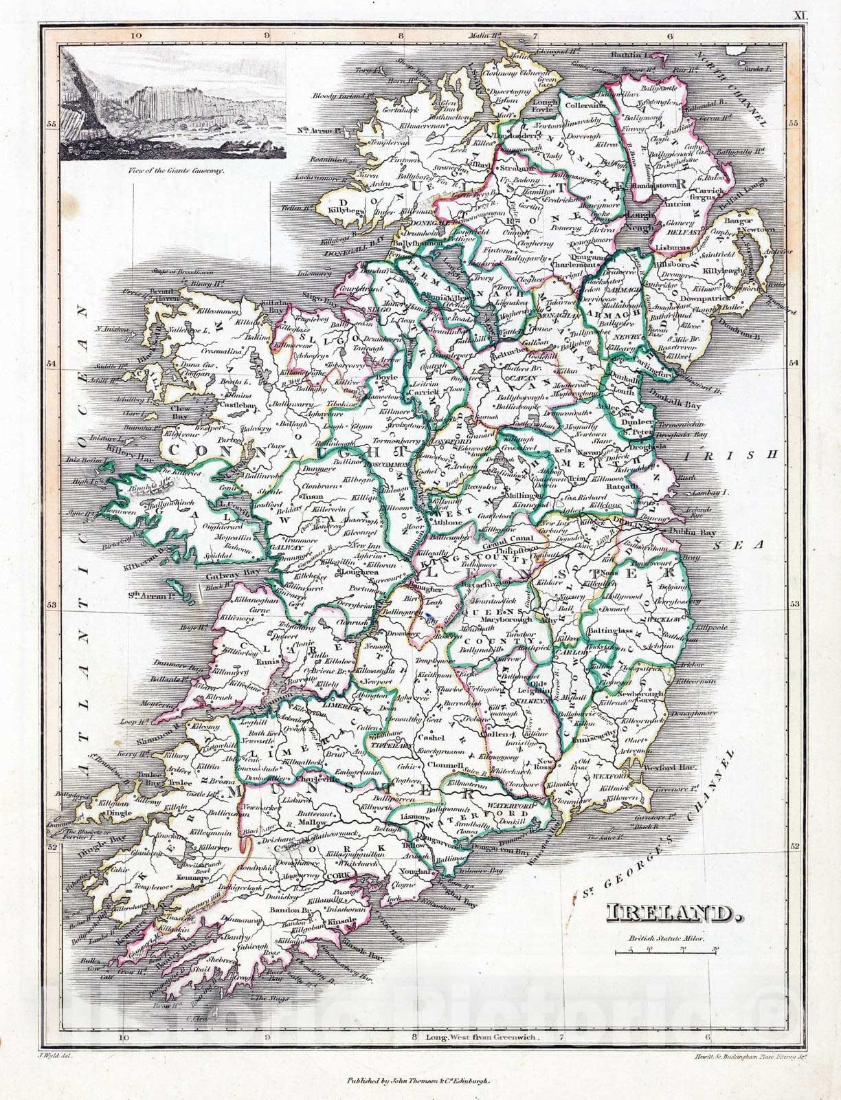 Historic Map : 1824 Ireland v2 - Vintage Wall Art