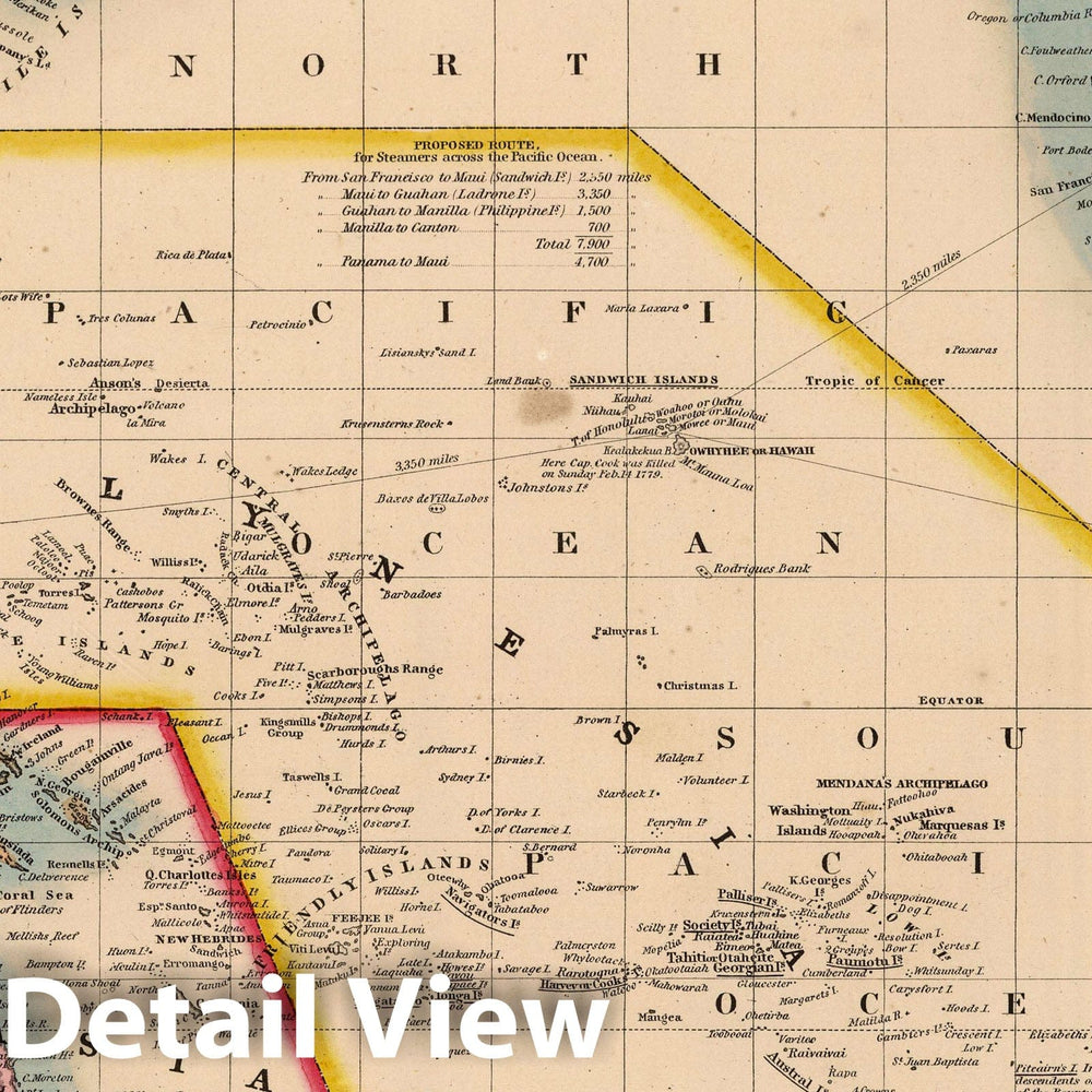 Historic Map : 1853 Pacific Ocean Including Oceanica - Vintage Wall Art