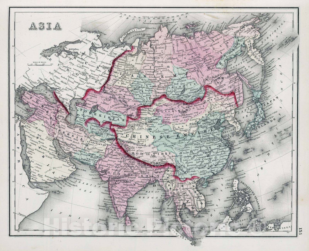 Historic Map : 1878 Asia : Vintage Wall Art