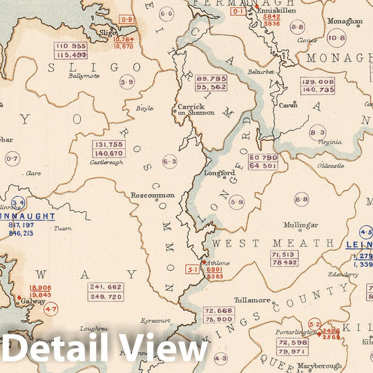 Historic Map : Statistical Atlas - 1881 Ireland to Illustrate the Population of the Country. - Vintage Wall Art