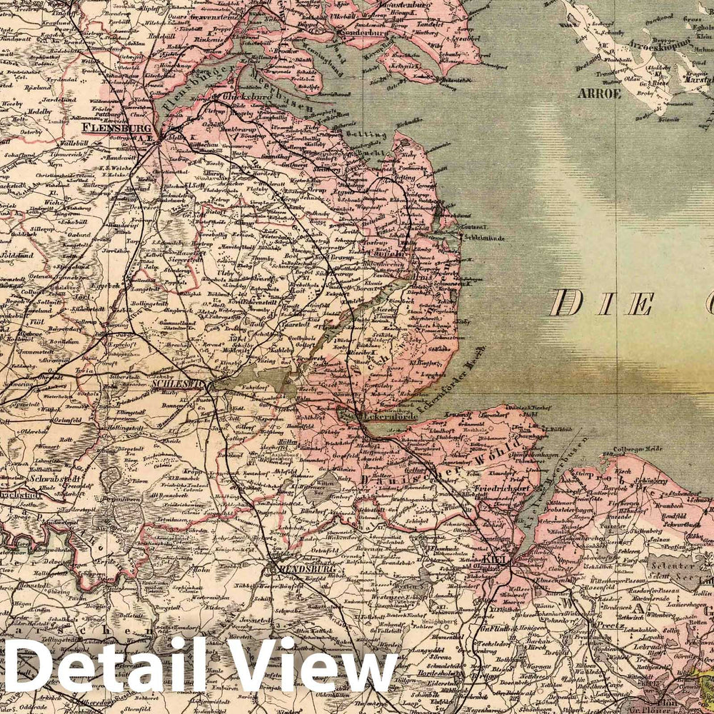 Historic Map : Germany, 1886 Schleswig, Holstein and Lauenburg, Germany , Vintage Wall Art