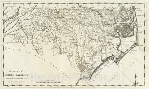 Historic Map - National Atlas - 1795 State of North Carolina. - Vintage Wall Art